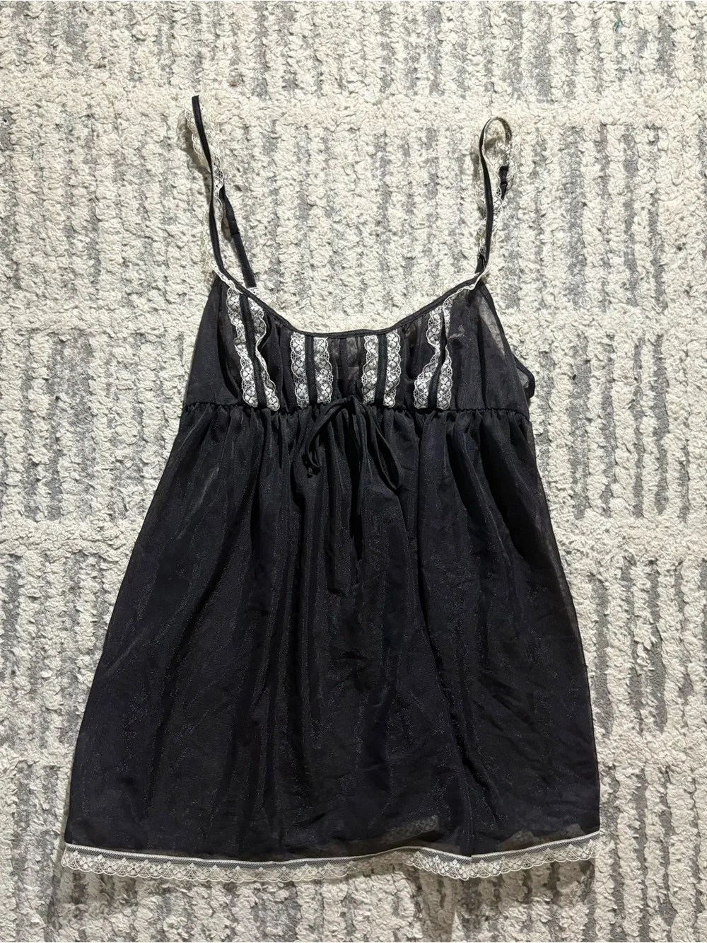 Victoria’s Secret vintage black white sheer mesh lace babydoll slip dress size S